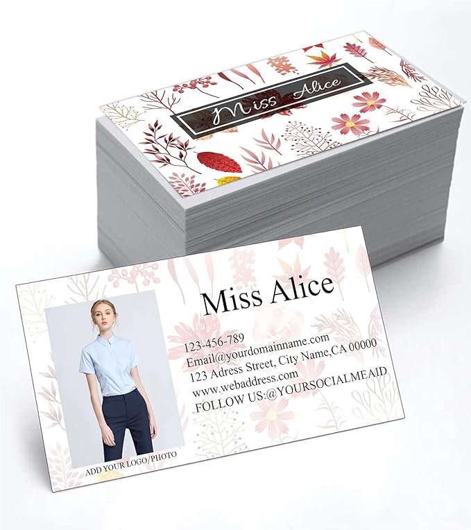 200/500Pcs Business Card Customization (Add Picture or Logo), Thick Coated Paper Business Card Double-sided Printing-2"x3.5" Inches (Color-L)