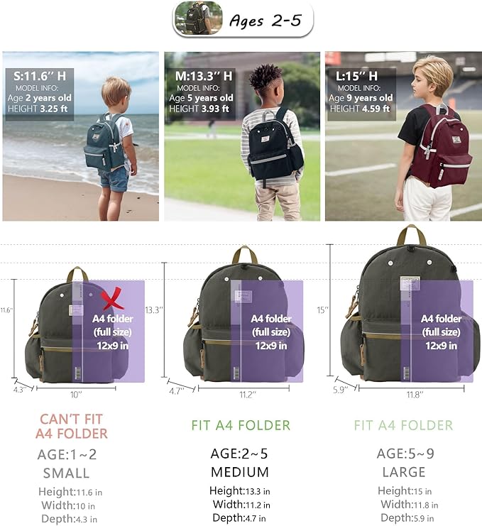 atgark Toddler Backpack for Boys 2-5: Preschool Kindergarten Backpack - 13" Daycare Backpack Fit A4 Folder