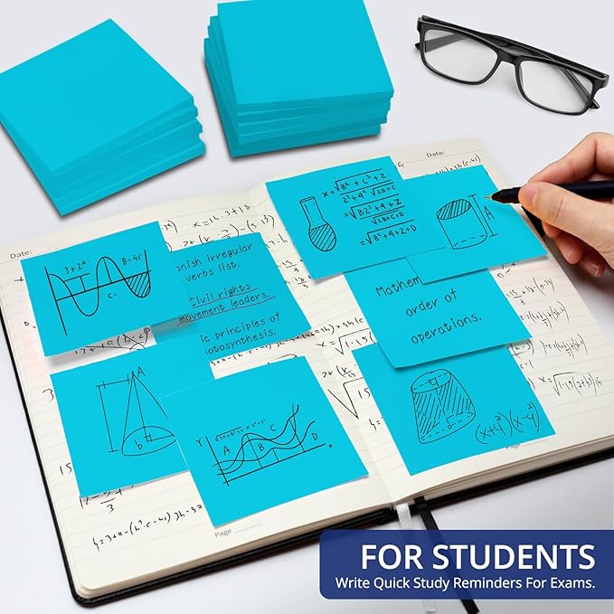 Sticky Notes, 36 Pads, 3x3 Inches Self-Stick Note Pads, Perfect for Office, Study, and Daily Life Organization - Blue