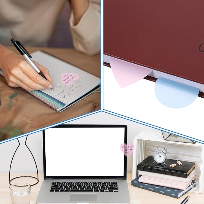 Transparent Sticky Notes Heart & Round Translucent Sticky Notes Colorful Page Flags Stickers Waterproof Index Sticker Self-Stick Book Tabs Clear Book Markers 320 Sheets