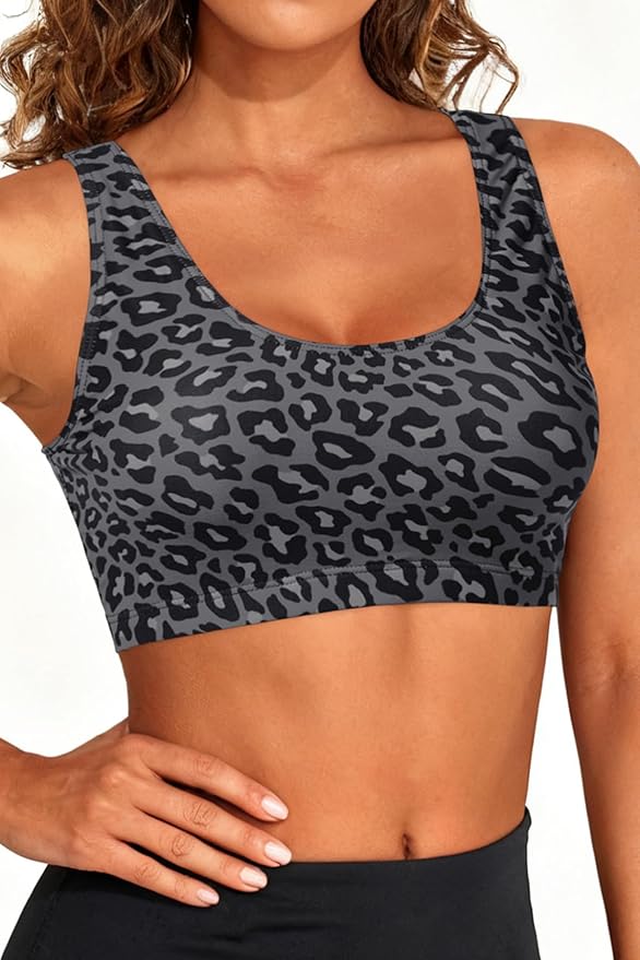 Tempt Me Women Sports Bra Bikini Top Push Up Scoop Neck Bathing Suits Top Padded Swim Crop Tops Only