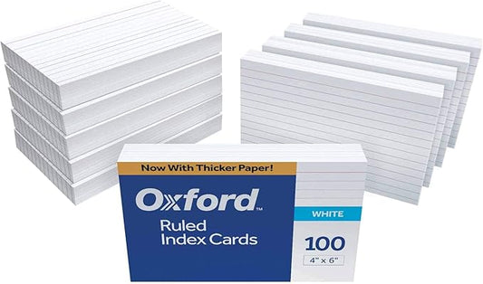 Oxford 41 (1000 PK) Ruled Index Cards, 4" x 6", White, 1,000 Cards (10 Packs of 100) (41)