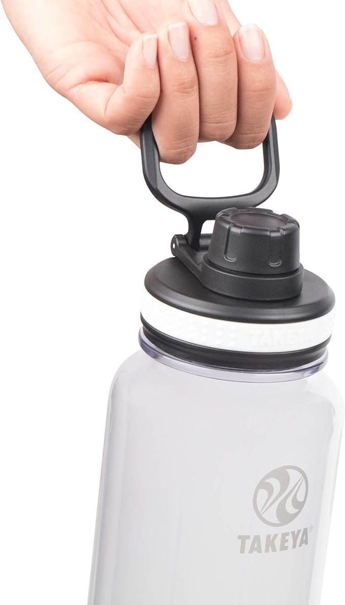 Takeya Tritan Sport Water Bottle with Spout Lid - BPA-Free & Dishwasher-Safe Water Bottle - Reusable Bottle with Lid Handle - Simple Leak-Proof Water Bottle - 32 oz, Clear