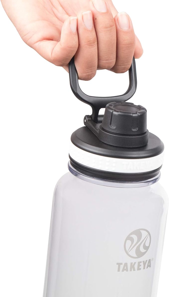 Takeya Tritan Sport Water Bottle with Spout Lid - BPA-Free & Dishwasher-Safe - Reusable Bottle with Lid Handle - Simple Leak-Proof Water Bottle - 32 oz, Clear (Pack of 4)