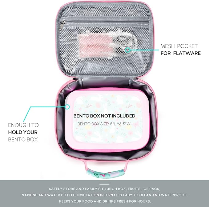 mibasies Kids Lunch Box for Girls Toddler, Insulated and Reusable Lunch Bag for School, Rabbit