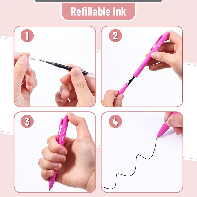 Mr. Pen- Retractable Gel Pens, 12 Pack, Black Ink | Blushing Bloom Color Barrel, Fine Point 0.5mm, Fast Dry, Smooth Writing, Cute Pens for Drawing