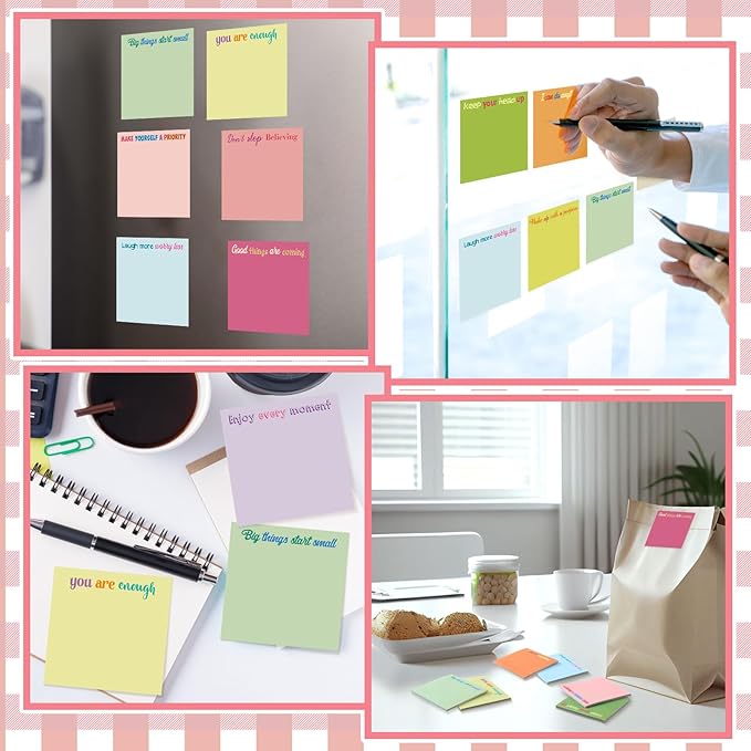 Yinder 24 Pcs Inspirational Sticky Notes Cute Motivational Sticky Notes Pad End of Year Employee Appreciation Gifts Bulk for Teacher Nurse Coworkers Office Supplies 3 x 3'' (Inspire,Macaron Colors)