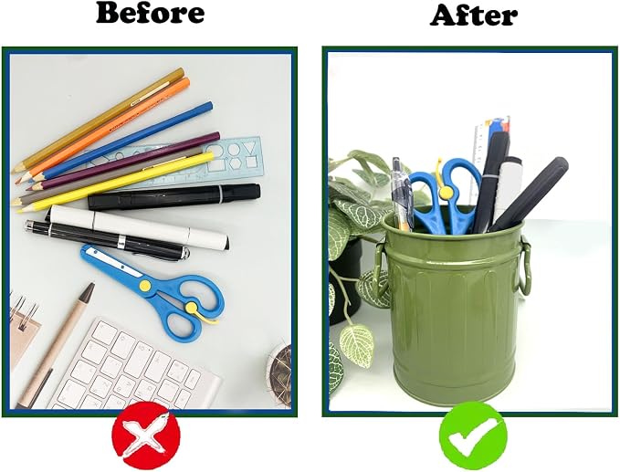 Desk Pen Holder, Metal Pencil Holder for Desk, Desk Organizer with Handle, Makeup Brush Holders, Pencil Cup, Desktop Storage Organizer for Office, School, Home (Green)