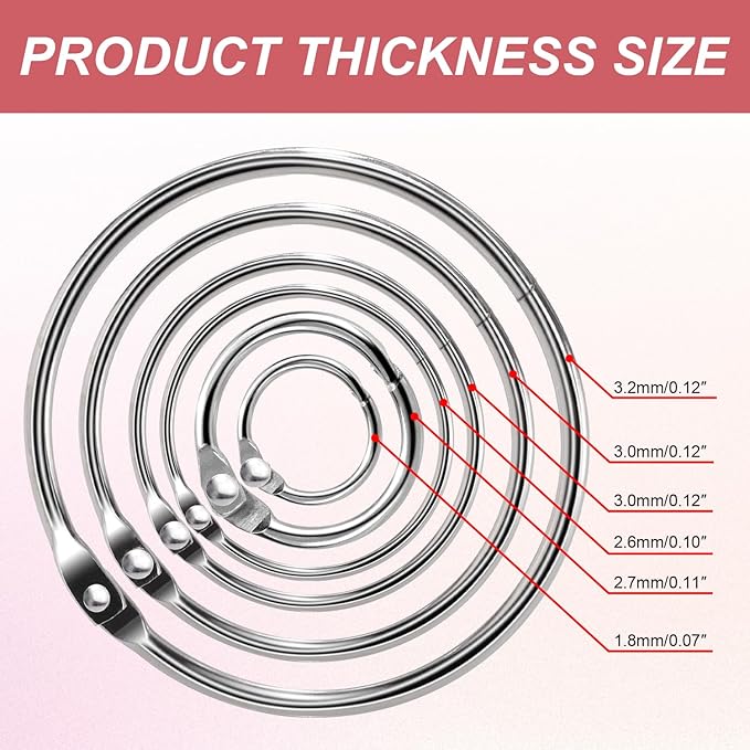 15 Pack 5/8" Mini Binder Rings Metal Loose Leaf Loop Book Ring for Flash Card Index, Silver, 16mm