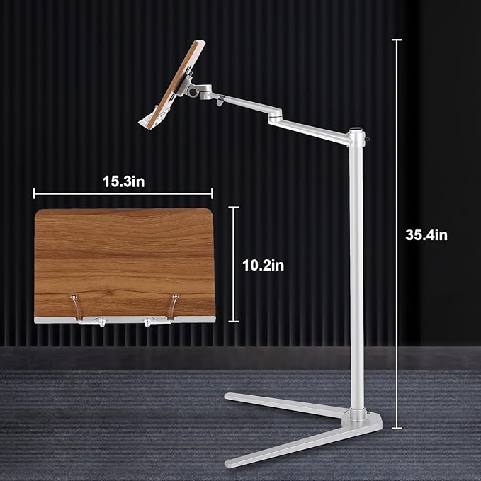 FAHKNS Book Holders for Reading Hands Free，Multiangle Adjustable Book Stand for Reading，Book Holder Stand with an Elastic Book Clip，Suitable for Read/Cooking/Office Use
