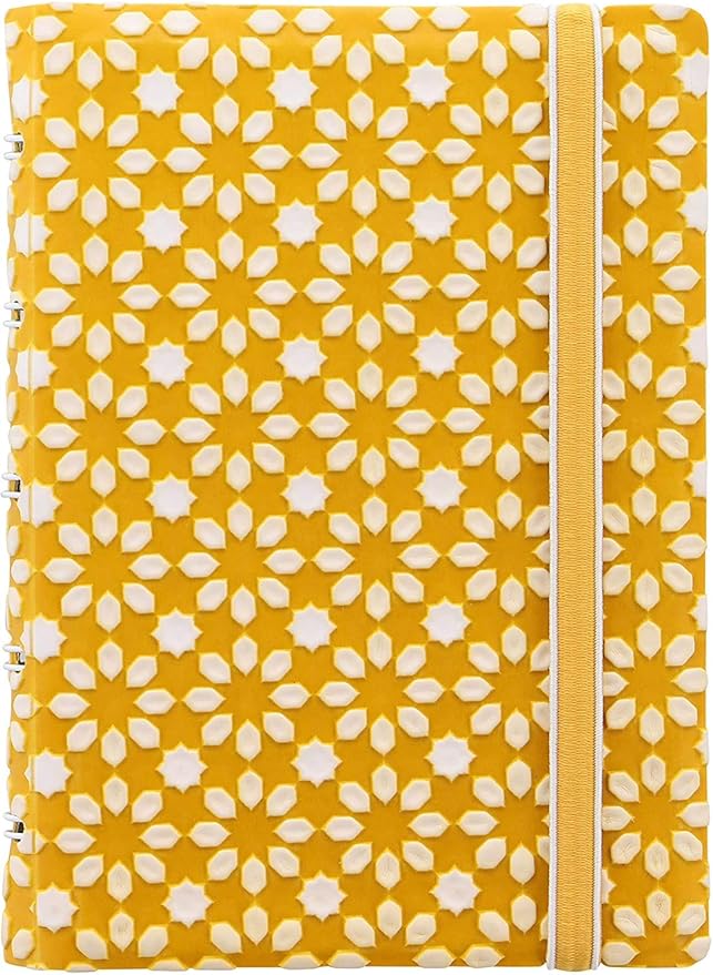 Filofax B115071U Refillable Notebook, Pocket Size, 112 ruled moveable pages. Includes 4 Indexes (one with pocket), page marker and elastic closure, Yellow & White