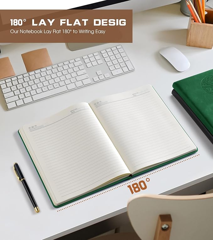 Lined Journal Notebook for Women Men,256 Thick Pages,A5 Hardcover Vintage Leather Journal for Writing,Travel,Business,Work, School,College Ruled Notebooks for Note Taking,Daily Diary 5.7"×8.3"