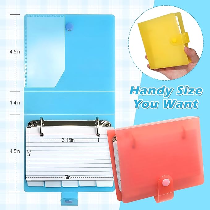 3 x 5” Index Card Holder Organizer Card Holder and Dividers Bulk with 5 Color Coded Binder Covers 250 Ruled Refill Sheets 25 Index Cards Study Flash Cards Organizer for School Office Home