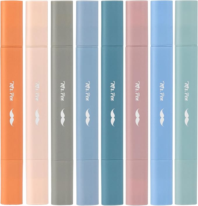 Mr. Pen- Aesthetic Bible Highlighters No Bleed Through Assorted Color, 8pcs | Ocean Mist, Cute Highlighter Dual Tip for Journaling Supplies and School Accessories, Bible Highlighters and Pens No Bleed