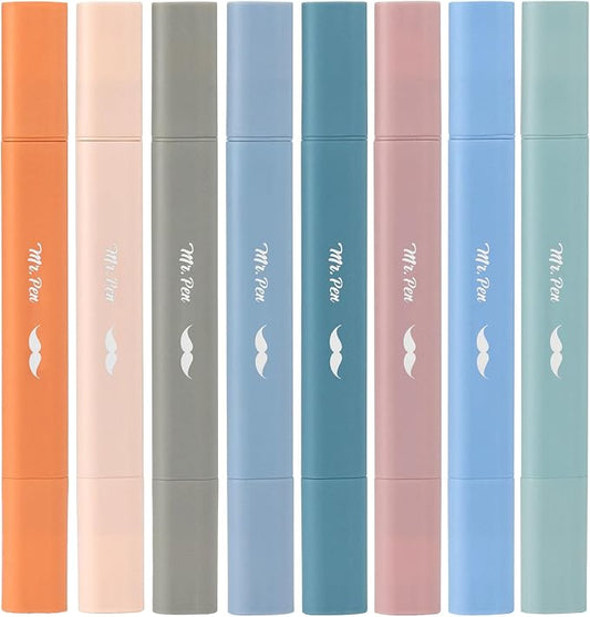 Mr. Pen- Aesthetic Bible Highlighters No Bleed Through Assorted Color, 8pcs | Ocean Mist, Cute Highlighter Dual Tip for Journaling Supplies and School Accessories, Bible Highlighters and Pens No Bleed