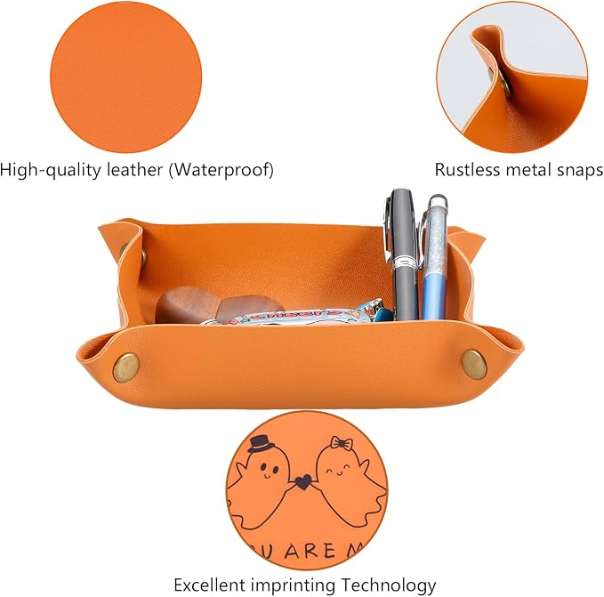Gothic Halloween Boo Basket Stuffers for Women Men Spooky Basket Stuffers Scream Themed Gift Anniversary Leather Gift for Couple National Girlfriends Day Gifts from Boyfriend Valentines Leather Tray