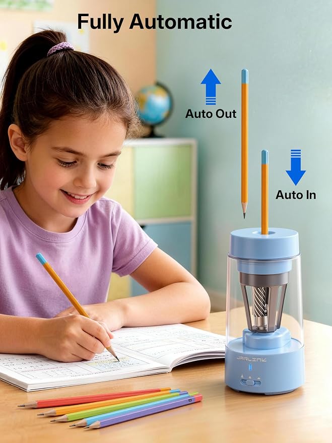 JARLINK Fully Automatic Rechargeable Electric Pencil Sharpener