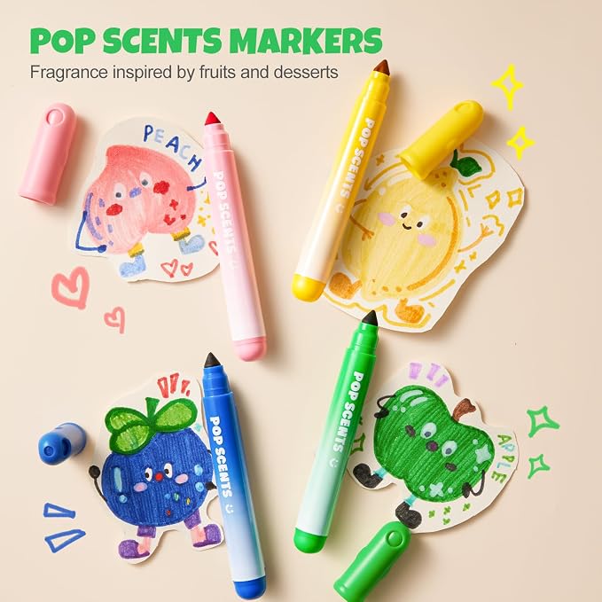 Jar Melo Scented Washable Markers for Kids Ages 4-8, 12 Colors