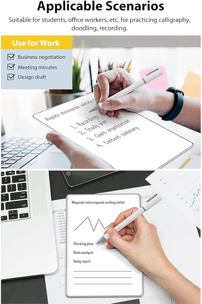 LCD Writing Pad with Instantly Erase, Basics Reusable Writing Pad, Digital Drawing Tablet, Includes Pen, Eraser, for Student Wokers.