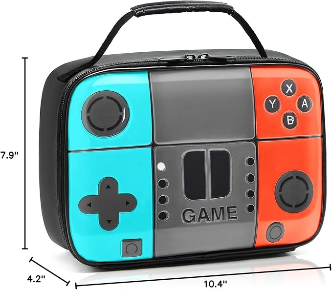 Kids Lunch Box for Boys,Game Console Insulated Lunch Bag for Kids,Leather Lunchbox for Boys,Waterproof Leakproof Portable Fits Most Bento Boxes