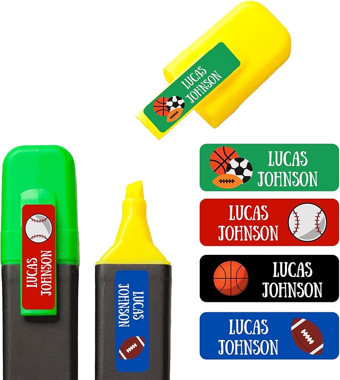 Custom Waterproof Dishwasher Safe Kid Name Labels for Daycare(128 Pack), Camp, School Supply, Baby Bottles, Lunch Boxes and Cups, Travel. Cute Personalized Design Name Stickers (Pattern 23)