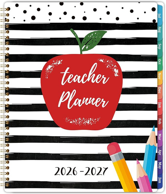 2026-2027 Teacher Planner, Lesson Planner 2026-2027, July 2026 - June 2027, 8.5" x 11", Spiral Bound, Colorful Monthly Tabs