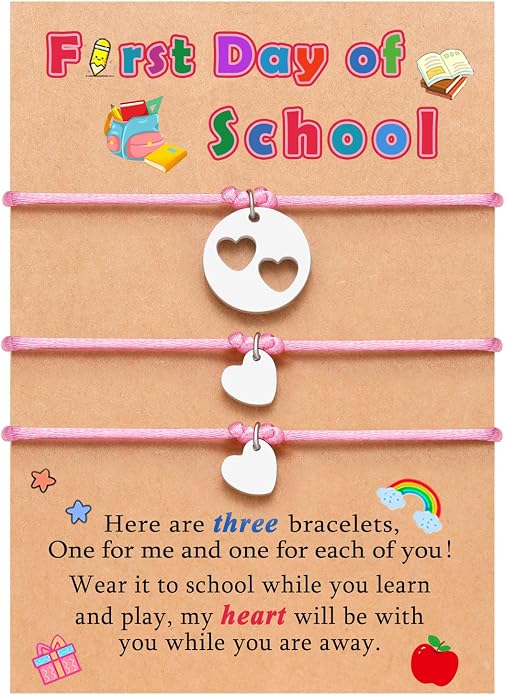 3PCS First Day of Preschool/Kindergarten/1st Grade Gift, Back to School Bracelets Set for 3