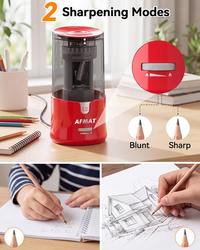 AFMAT Electric Pencil Sharpener, Plug-in Pencil Sharpener for 6-12mm Pencil