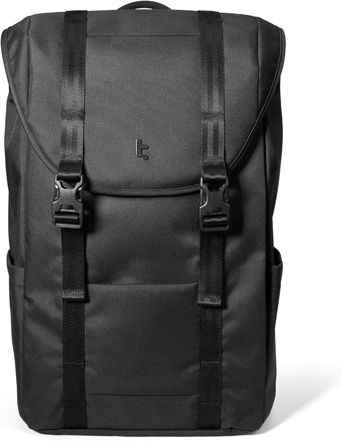 tomtoc Flap Laptop Backpack, Lightweight, Water-Resistant Casual Daypack, Durable Work-pack, Vintage Classic Rucksack for 13-15.6 Inch Laptop, perfect for Campus, Street, 22L, Dark