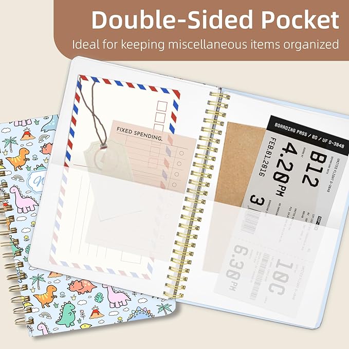 Weekly Planner Undated - 52 Weeks To Do List Notebook A5 for Work: Weekly Task, Habit Tracker Journal, Goal Setting, Agenda Sprial Bound Organizer Book for Women Cute Stylish Design, Dino