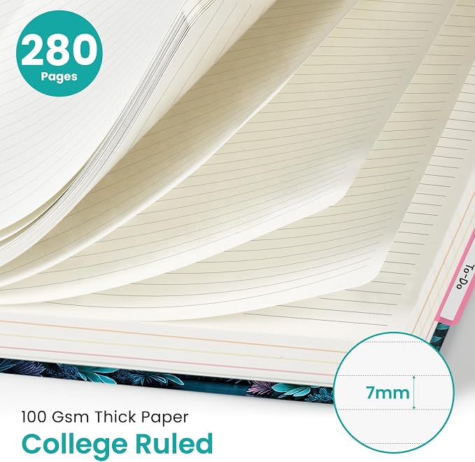 Taja Large Spiral Notebooks for Work 5 Subject with Removable Dividers