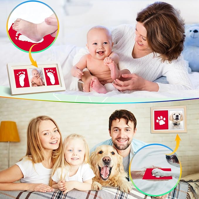 Baby Hand and Footprint Paint with Sponge Head, 2.54 fl oz, Non-Toxic & Acid-Free, Washable Baby Safe Paint for Newborn Keepsakes, Dog Nose & Paw Prints, Ideal New Mom Gift - White