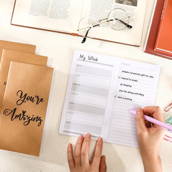 Yeaqee 50 Pcs Employee Appreciation Gifts Undated Weekly Pocket Planners Bulk to Do List Inspirational Habit Track Notebooks for Teacher Boss Nurse Volunteer Social Worker(Motivational)