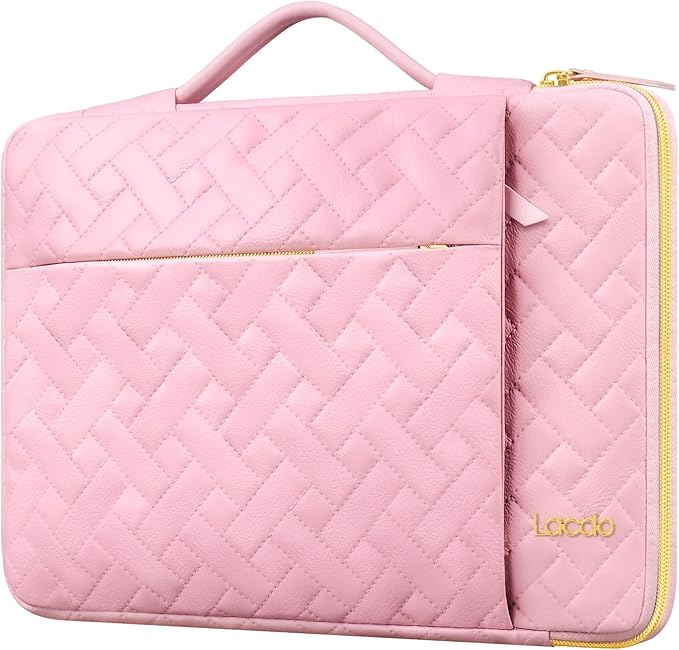 Lacdo 360° Protective Laptop Sleeve Case for 15 inch New MacBook Air M5/A3448 (2026), M4 A3241 2025, M3 A3114, M2 A2941 2024-2023, 15 inch MacBook Pro A1990 A1707 Computer Bag Sleeve, Sakura Pink