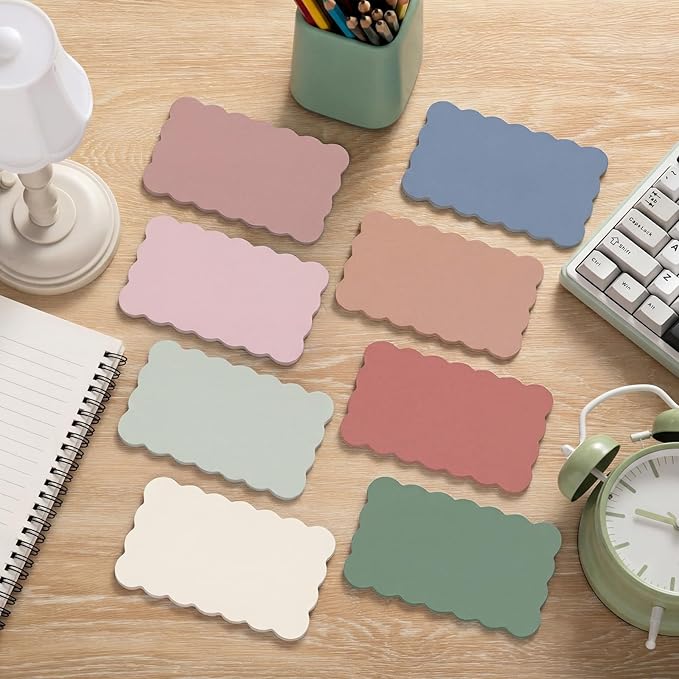 Eaasty 8 Pack Scalloped Aesthetic Sticky Notes Bulk Vintage Colors Cute Wavy Self Sticky Note Pads 3" x 5" Blank Note Pads for Back to School Office Supplies Graduation Teacher 240 Sheets