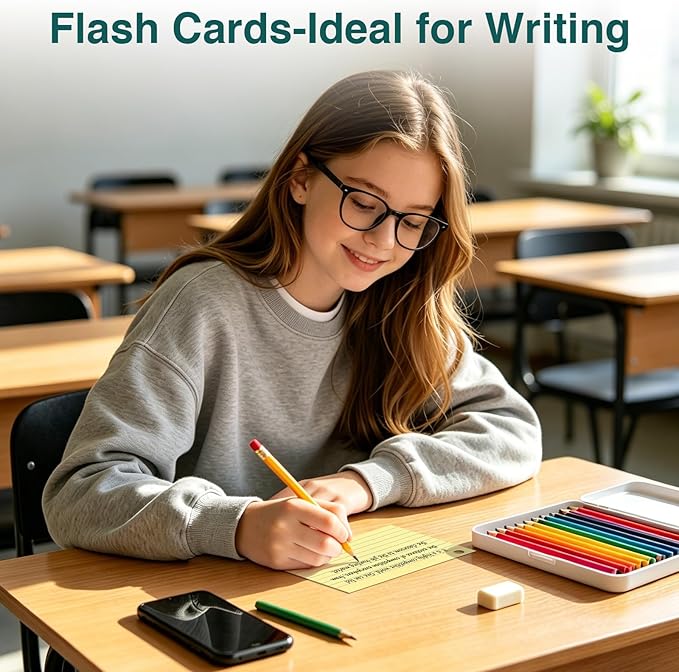 Index Cards 4x6 with Ring, 160 Sheets, Ruled Colored Flash Cards for Effective Studying and Note-Taking, Note Cards, Essential School Supplies for College & Office, Home Organization & Study Supplies