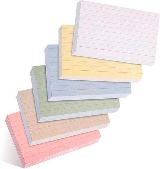 JIANTA Colored Index Cards 3x5 Inch, Flash Cards, Lined Revision Cards, Ruled Index Cards, Vintage Study Cards for Home Office School