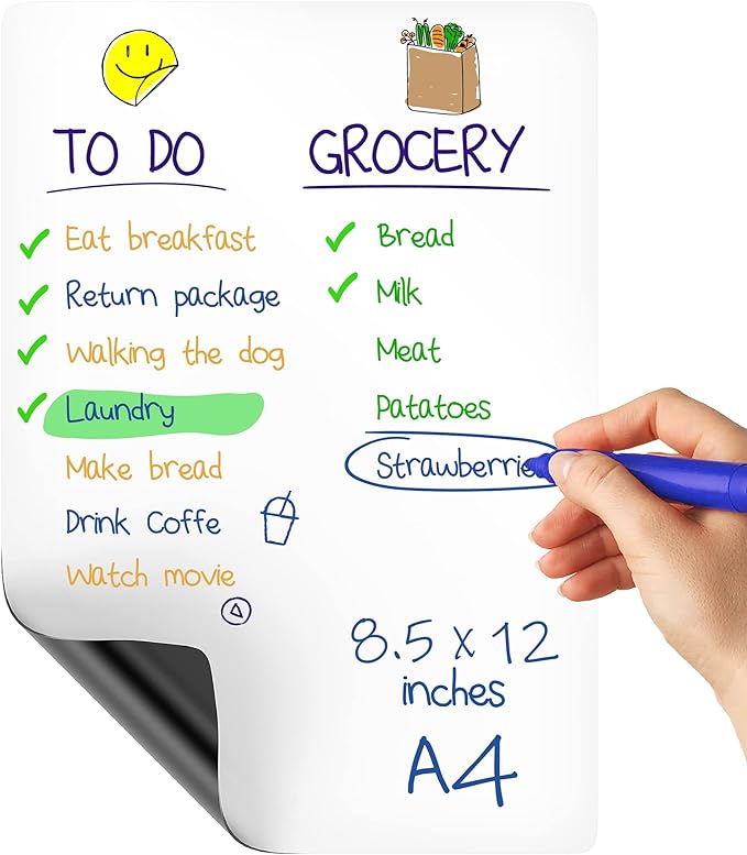 Magnetic Whiteboard for Fridge 8x12 - Dry Erase Board for Refrigerator White Board for Fridge Whiteboard Magnetic Fridges Boards Magnet Whiteboard for Fridges Magnet White Boards