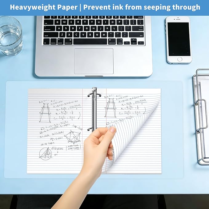 130 Sheets Loose Leaf Paper College Ruled Notebook Paper 8 x 10.5 Inch 3-Hole Punched Lined Paper for Binders 8 x 10-1/2 Loose-leaf Paper, White 3 Ring Binder Paper Filler Paper for School Office Home