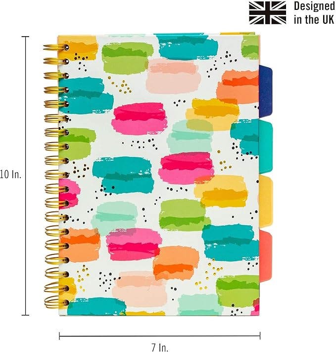 Pukka Pad, Carpe Diem 5-Subject Double Spiral Bound Notebook 3-Pack with Repositionable Dividers - 200 Pages of 80GSM Paper with Perforated Edges – Color Wash, B5 10 X 7in