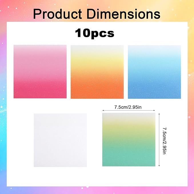 500Pcs Transparent Sticky Notes, Glitter Translucent Clear Sticky Notes Tabs Gradient, See Through Note for Office College School Supplies Pads