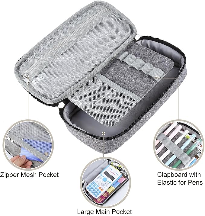 Chelory Big Capacity Pencil Case Large Pencil Bag Pouch Pen Case Pencil Marker Holder Stationery Storage Makeup Bag for Office Supplies Adults