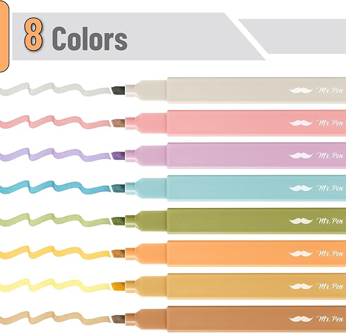 Mr. Pen- Aesthetic Highlighters No Bleed, 8 Pack, Moss Garden, Chisel Tip, Cute Highlighters Assorted Colors for Journaling, Highlighting, Underlining, Fast Dry, Back to School Supplies