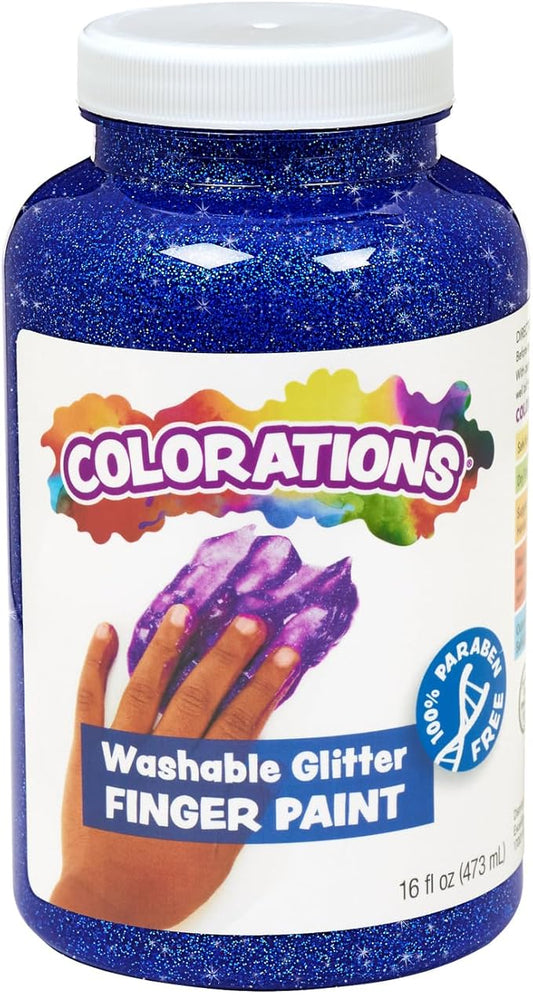 Colorations Blue Washable Glitter Paint, 16oz - Great Sensory Experience for Younger Kids & Toddlers, Non-Toxic