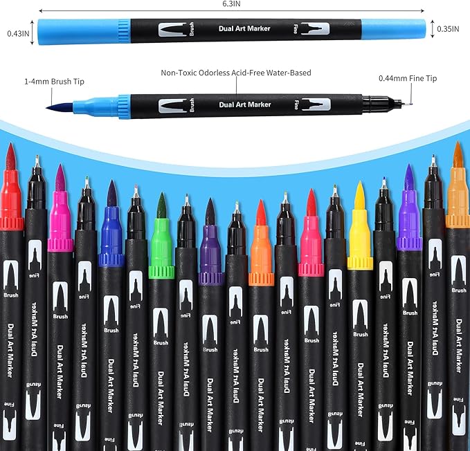 Upanic 100 Colors Art Markers for Adults,Dual Tip Pens for Adult Illustration, Journaling, Calligraphy - Artist Drawing Supplies,Brush and Fine Pens for Lettering, Manga, Design Sketching