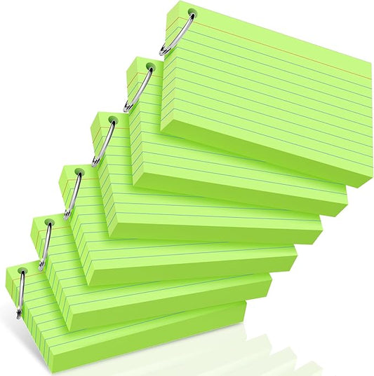 300 Count Index Cards 3 x 5 Inch Green Flash Cards with Ring, Heavy Flashcards College Ruled Home Organization, Durable Study To Do List Note Cards with Ruled Lines for Office & School Supplies