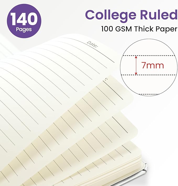 ZOTIA Lined Spiral Journal for Women, A5 Cute Hardcover College Ruled Notebook for Work, School & Note Taking, Aesthetic Writing Journal, 140 Pages (5.8" x 8.3"), Painted Bloom