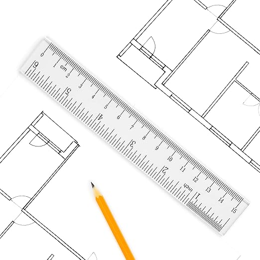 Coopay 6 Inch Math Geometry Tool Plastic Ruler Square Set Includes Straight Ruler, Triangles, Protractor for Student School Office Supplies (Clear)