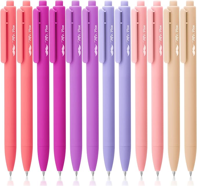 Mr. Pen- Retractable Gel Pens, 12 Pack, Black Ink | Blushing Bloom Color Barrel, Fine Point 0.5mm, Fast Dry, Smooth Writing, Cute Pens for Drawing