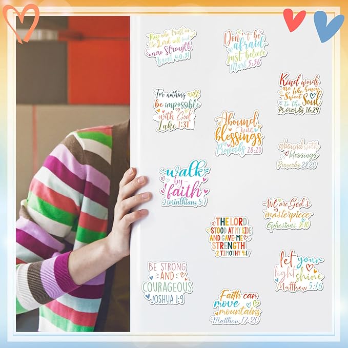 Sinmoe 24 Pieces Inspirational Fridge Magnets for Girls Bible Verse Locker Magnets for Girls Cute Motivational Quotes Refrigerator Decorations for School Classroom Whiteboard Office(Biblical Style)